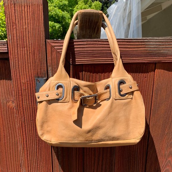 Madi Brand Cognac Distressed Leather Large Roomy Tote Slouchy Loved Patina - Picture 1 of 10